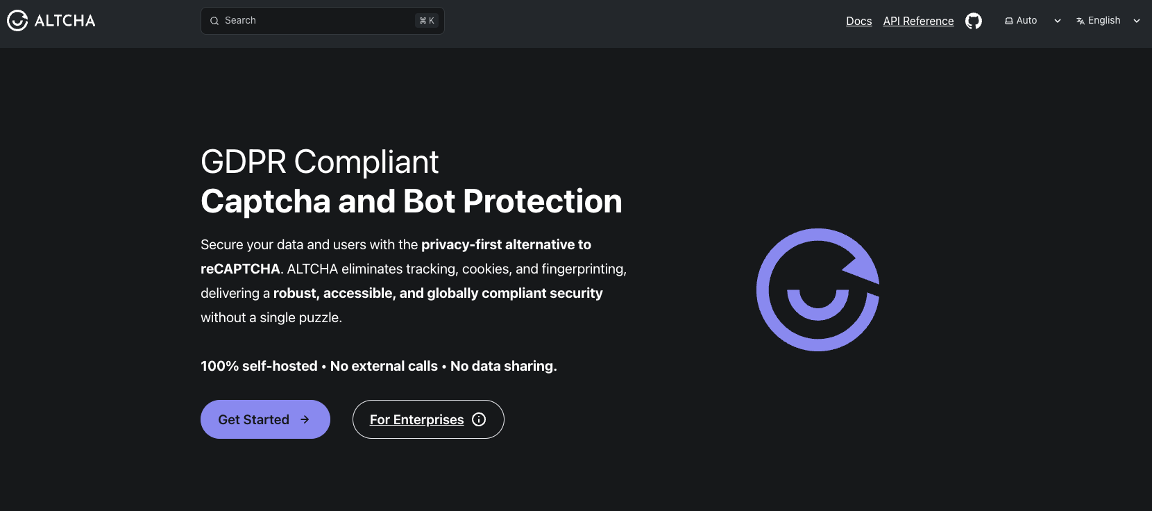 Screenshot of ALTCHA site