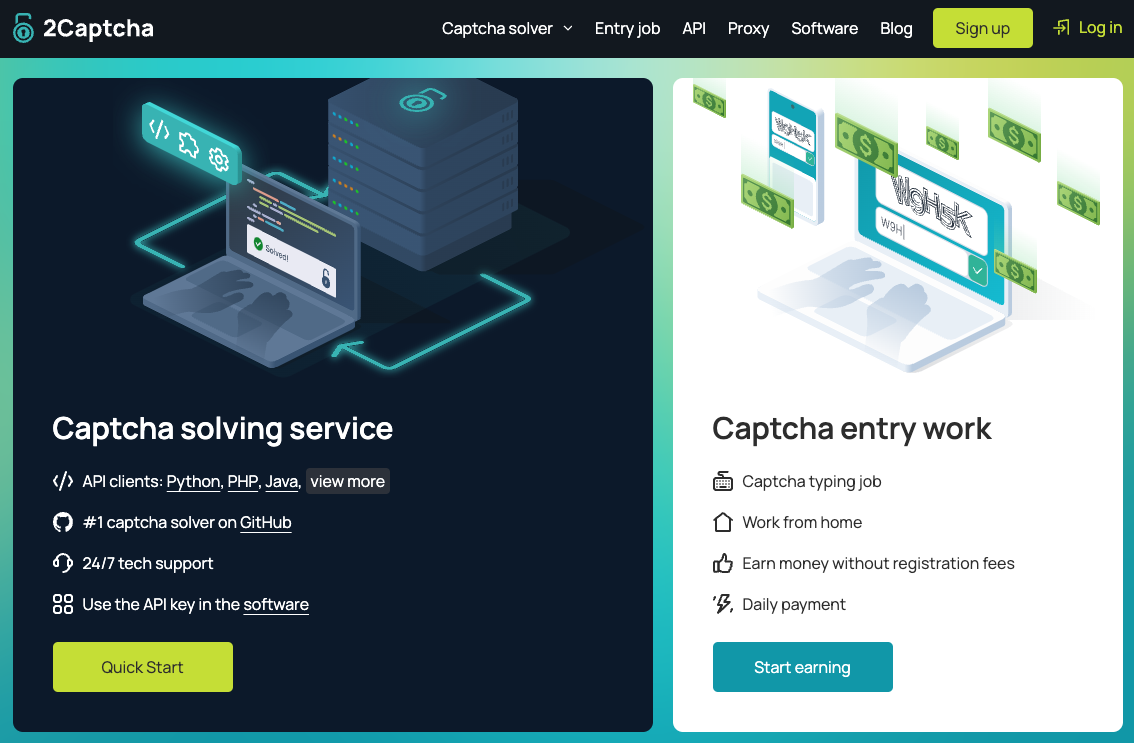 Screenshot of CAPTCHA solvers