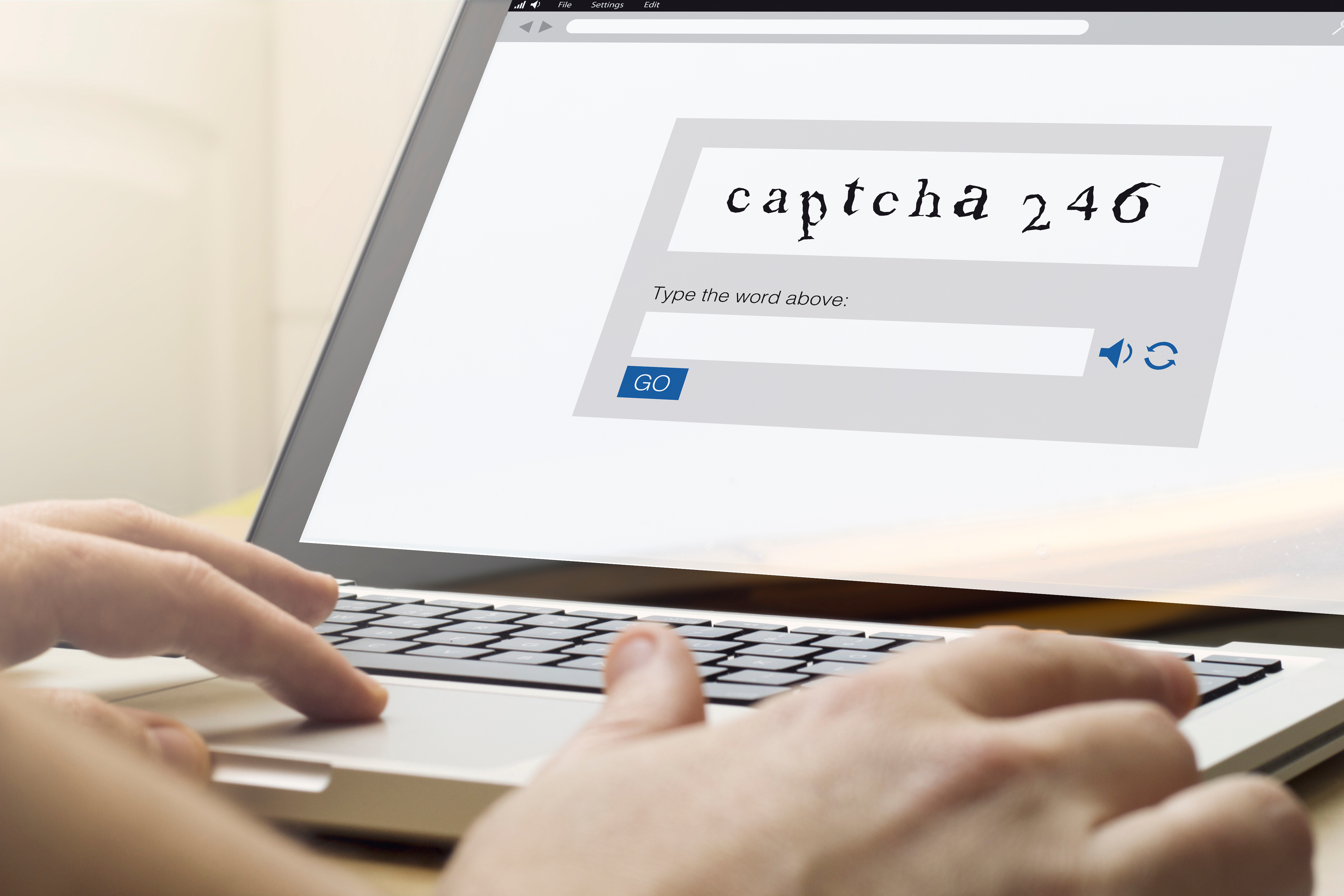 Picture of a CAPTCHA on a computer