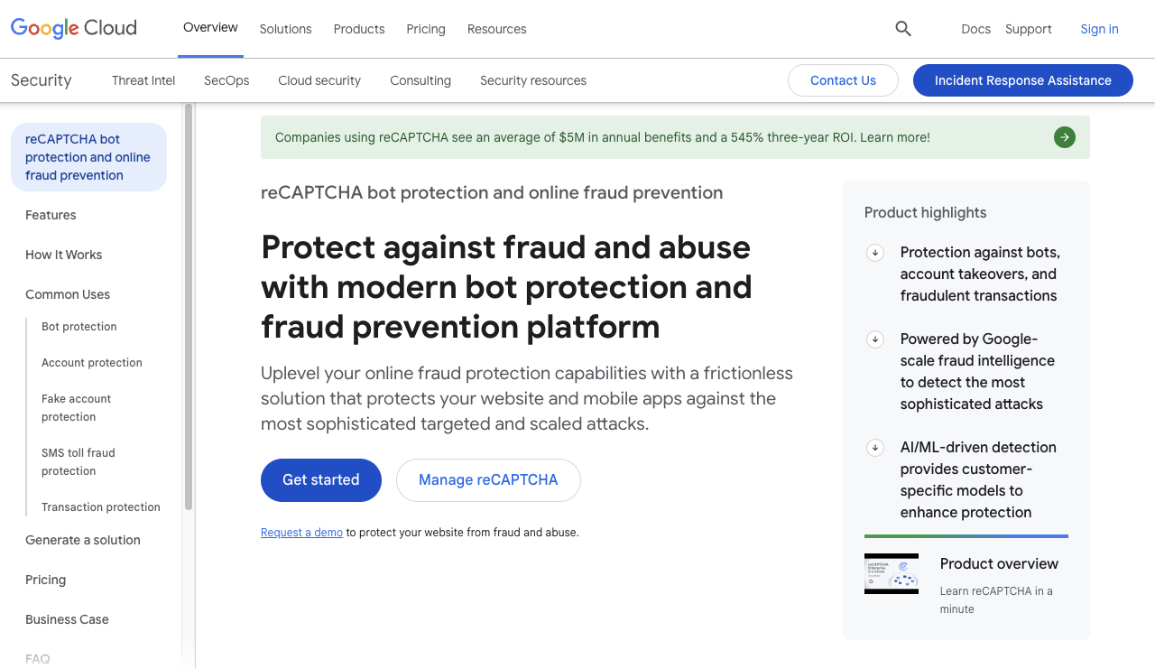 Screenshot of Google reCAPTCHA